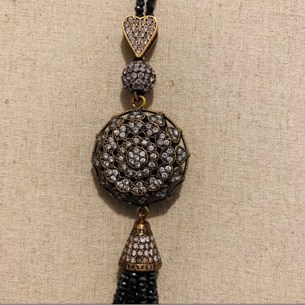 Grand Bazaar | Necklace | Pyrite CZ Sunburst Tassel Necklace - Picture 3 of 13